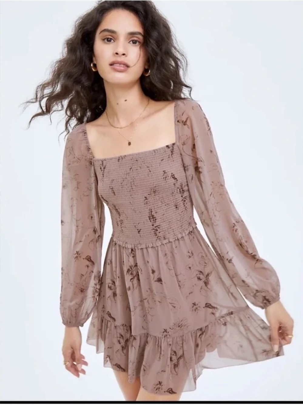 Aritzia Wilfred Mauve Floral Tempest Dress size Medium